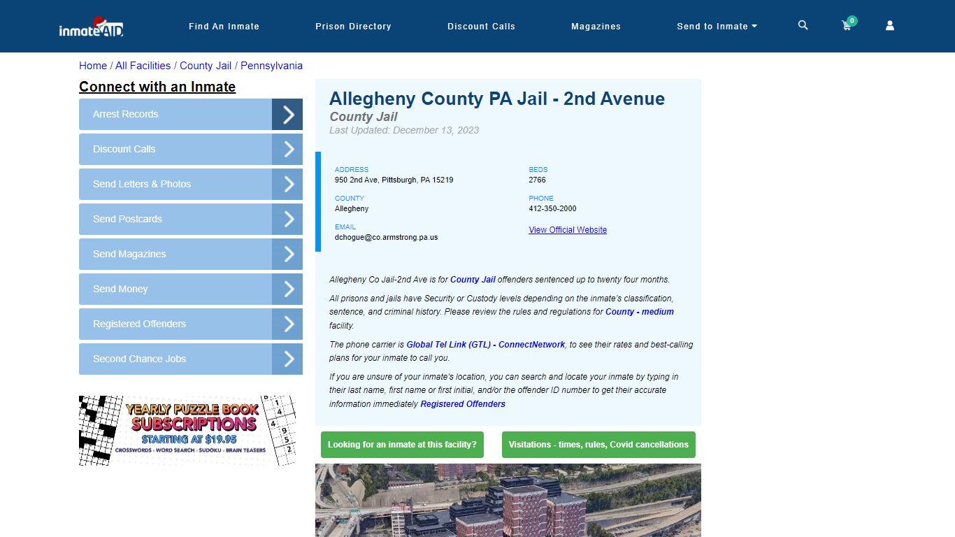 Allegheny County PA Jail - 2nd Avenue - InmateAid